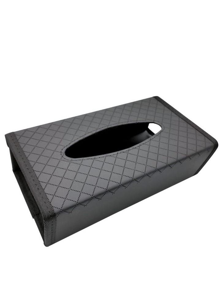 Generic - Tissue Case PU Leather -Black 1PC Car Tissue Dispenser/Holder Large-capacity Auto Folding - Image 1