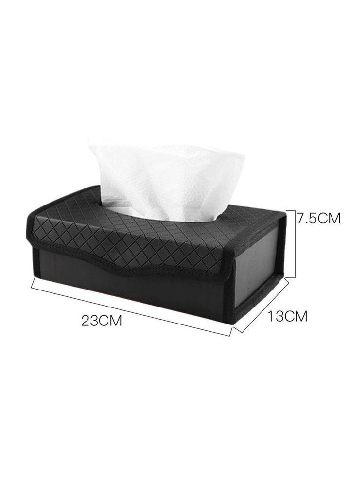 Generic - Tissue Case PU Leather -Black 1PC Car Tissue Dispenser/Holder Large-capacity Auto Folding - Image 1
