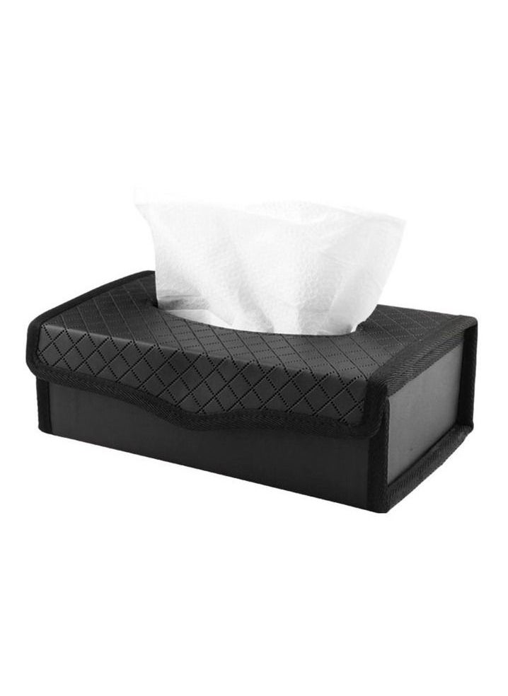 Generic - Tissue Case PU Leather -Black 1PC Car Tissue Dispenser/Holder Large-capacity Auto Folding - Image 1