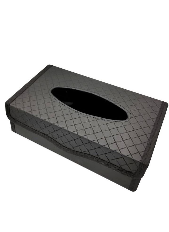 Generic - Tissue Case PU Leather -Black 1PC Car Tissue Dispenser/Holder Large-capacity Auto Folding - Image 1