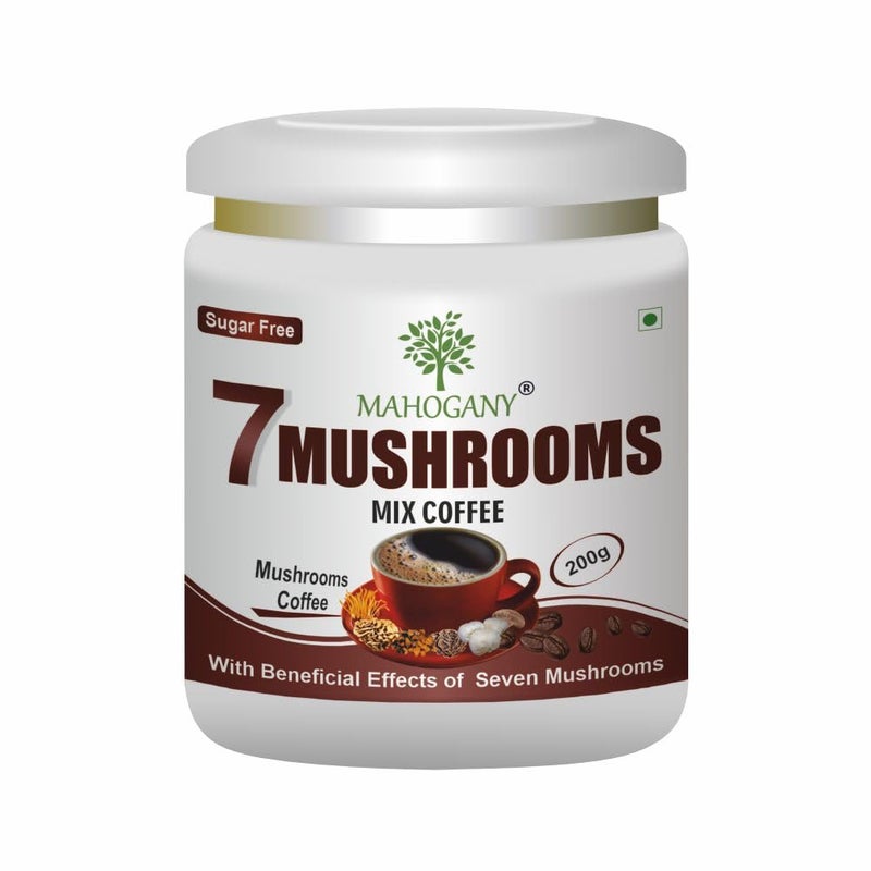 Mahogany 7 Mushrooms Mix Coffee with beneficial effects of seven mushrooms 200g- Stress and Anxiety Relief - Image 1