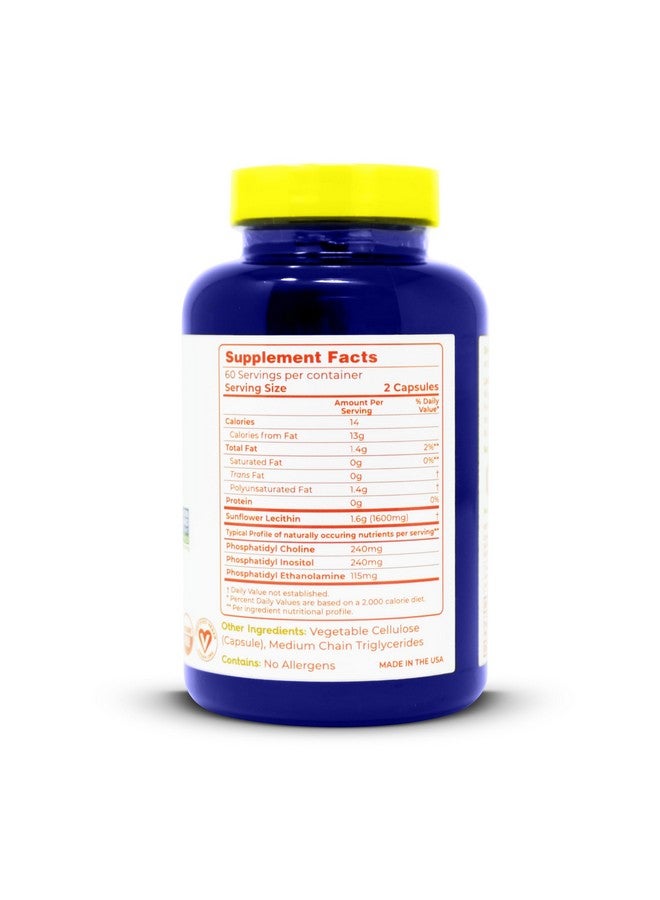 Lekithos 100% All-Natural Sunflower Lecithin Capsules - 120 Count - Rich in Phosphatidyl Choline - Cold Pressed (Solvent Free) - Non-GMO Project Verified - Certified Vegan - Image 2