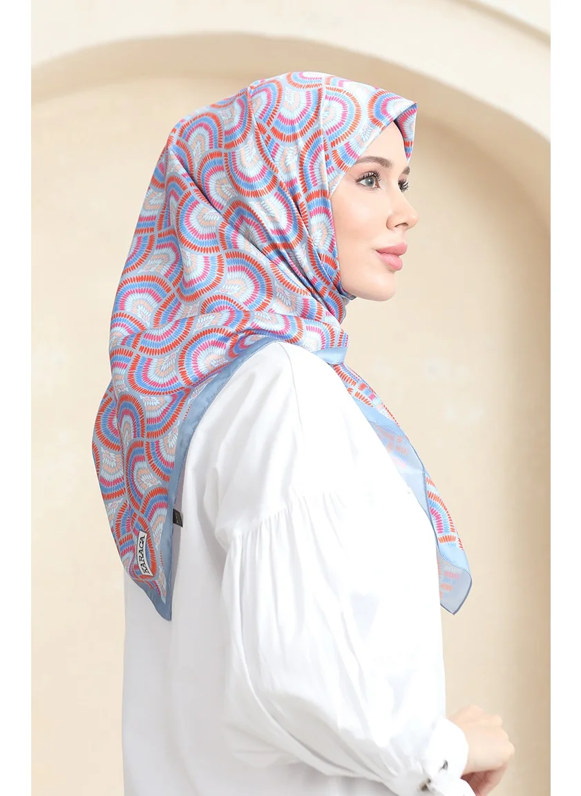 Sefa Merve Karaca Rayon Scarf 81072-07 Ice Blue Orange