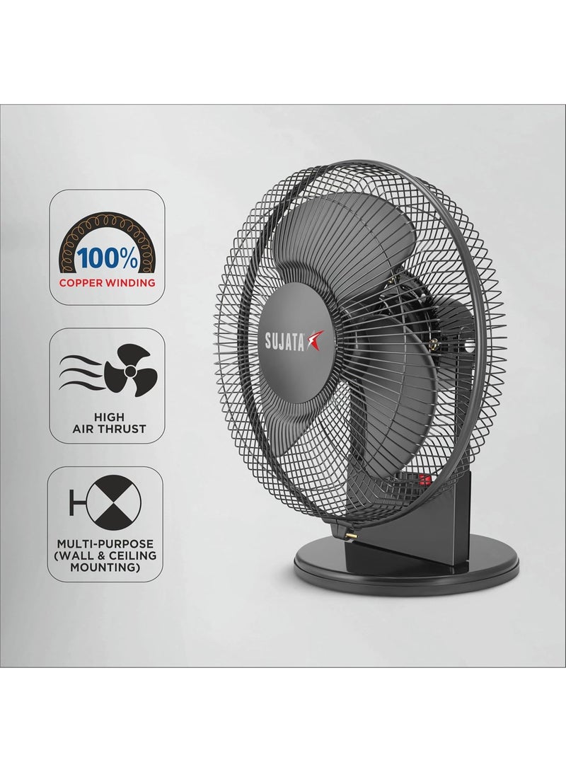 Sujata Table Fan for Home | 2300 RPM, 2 Years Warranty | Small Table Fan High Speed for Home, 280 mm Compact Fan with Balanced Blades, Adjustable Tilt, Portable (SAP2700 HS - Black) - Image 3