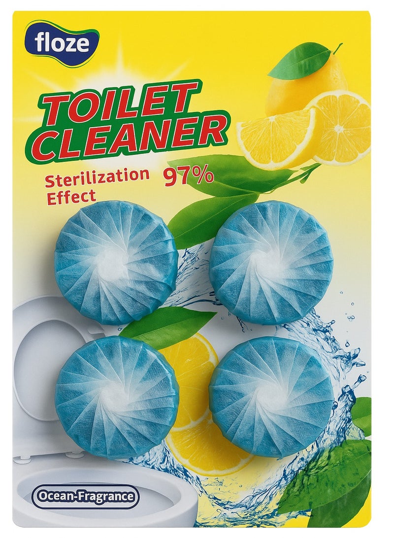 QUALITY 4-Pack Toilet Cleaner Tablets – Ocean Fragrance, 97% Sterilization, Long-Lasting Freshness, Removes Stains & Odors, Lemon Infused  - Image 3