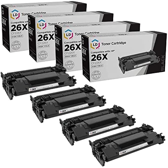 TONER CARTRIDGE REPLACEMENTS COMPATIBLE WITH HP26X CF226X HIGH YIELD (BLACK, 5-PACK) COMPATIBLE WITH LASERJET PRO M402D, M402DN, M402DNE, M402DW, M402N, M426FDW M426FDN, AND M426DW - Image 1