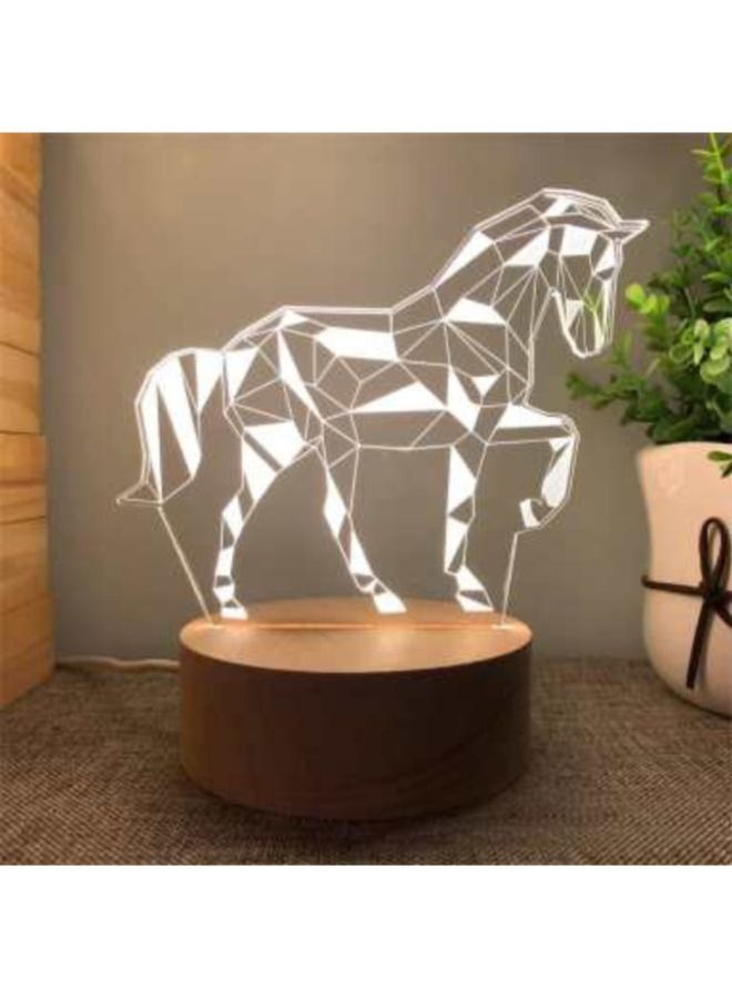 ضوء ليلي إبداعي 3D دافئ أبيض قاعدة أكريليك/خشب صغيرة للزينة في غرفة النوم مصباح 3D للديكور المنزلي، حصان - Image 1