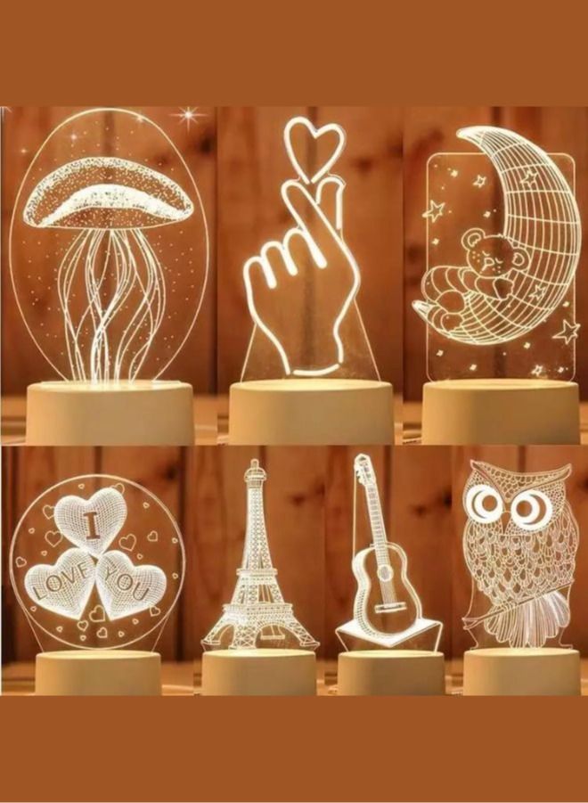 ضوء ليلي إبداعي 3D دافئ أبيض قاعدة أكريليك/خشب صغيرة للزينة في غرفة النوم مصباح 3D للديكور المنزلي، حصان - Image 2