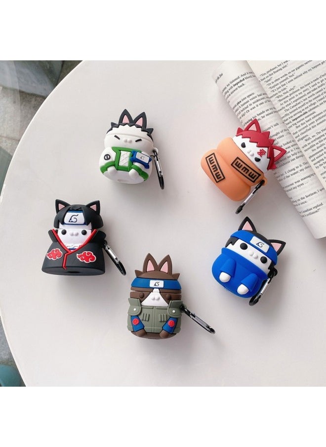 Generic - For Airpods Protective Case Pro Skunk 2 Sasuke 1/2 Second Generation Naruto Wireless Bluetooth Headset Silicone Case-Color:[Cat Skat] + Hook-Applicable Model:airpods 1/2 Generation - Image 1