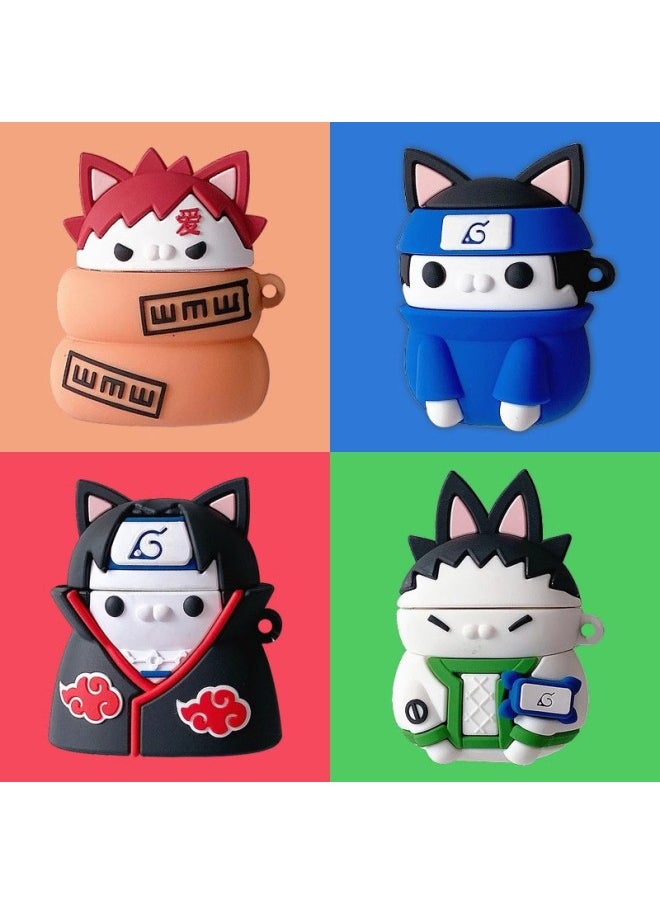 Generic - For Airpods Protective Case Pro Skunk 2 Sasuke 1/2 Second Generation Naruto Wireless Bluetooth Headset Silicone Case-Color:[Cat Skat] + Hook-Applicable Model:airpods 1/2 Generation - Image 1