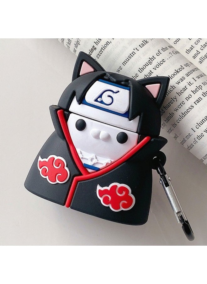 Generic - For Airpods Protective Case Pro Skunk 2 Sasuke 1/2 Second Generation Naruto Wireless Bluetooth Headset Silicone Case-Color:[Cat Skat] + Hook-Applicable Model:airpods 1/2 Generation - Image 1