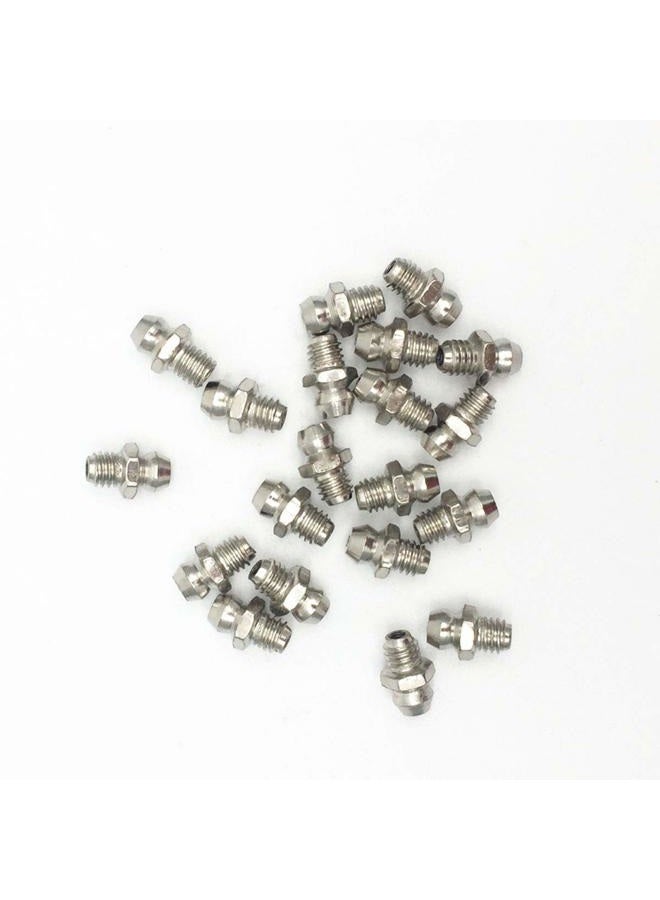 COMOK Hydraulic Grease Fitting Kit, 20Pcs M6(1/4") Male Thread Straight Zerk Grease Accessories, Silver Tone - Image 1