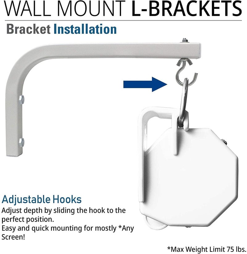 XTECTORVIEW Universal L Shaped Wall Mount Hangers for Hanging Projector Screen, Comes with Hook and Screws, Adjustable, Wall Mount Brackets/Stand 11 Inch Length Weight Capacity-20kg (White)#35 - Image 4