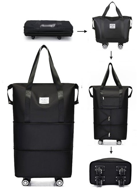 Large Capacity Carry-On Luggage, Rolling Travel Luggage Bag, Foldable Camping Storage Box, Waterproof And Non-Slip,For Vacation, Travel, Fitness, Camping, Business Trip/40 X 22 X 61cm