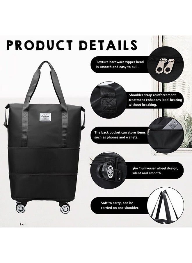 Large Capacity Carry-On Luggage, Rolling Travel Luggage Bag, Foldable Camping Storage Box, Waterproof And Non-Slip,For Vacation, Travel, Fitness, Camping, Business Trip/40 X 22 X 61cm