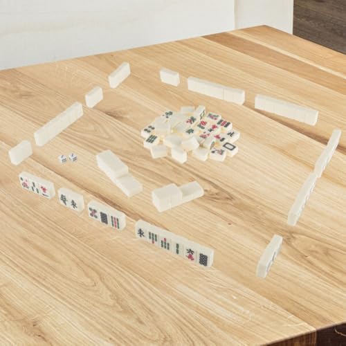 HEY PLAY Chinese Mahjong Set with Ornate Storage Case Traditional Mahjong Tile Game with 146 Engraved Tiles and Two Dice for Adults and Kids - Image 5