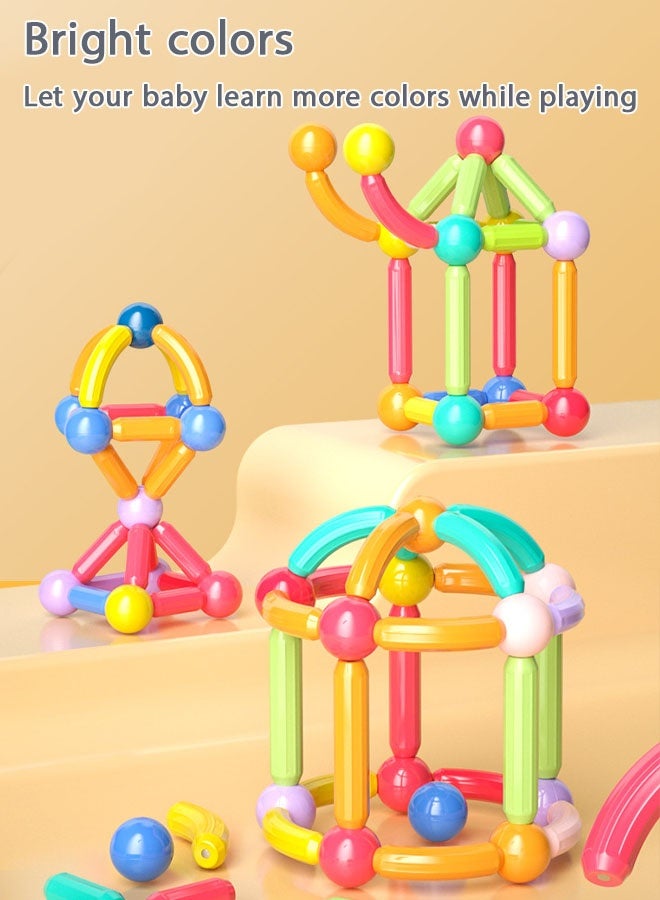 Kids Magnetic Bar, Magnetic Building Sticks STEM Educational Sensory Toy Preschool Learning Montessori Toys for Toddlers Boys Girls Ages 3-8, Gift for Kid’s Educational Learning, 64Pcs - Image 4