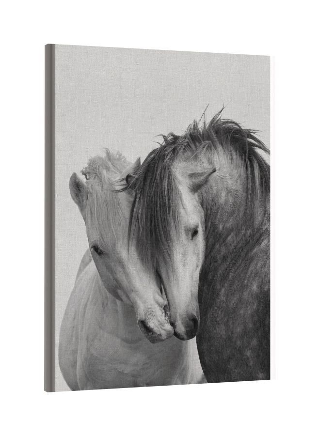 RKN فن قماش مؤطر مطبوع على شكل حصان أبيض/أسود 60x80 سنتيمتر - Image 2