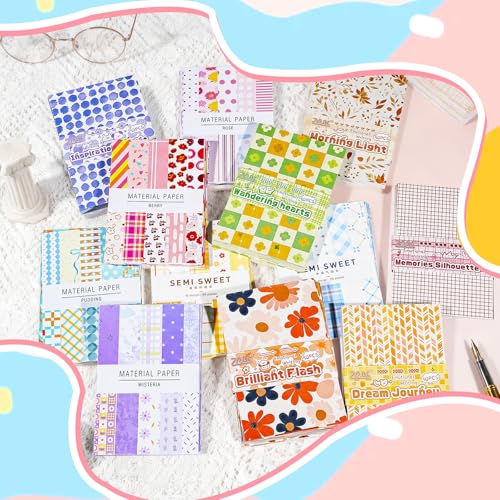 X Hot Popcorn 600 Sheets Vintage Scrapbook Paper Set Aesthetic Paper Supplies Diy Decorative Supplies for Writing Drawing Embellishment Scrapbooking Travel Journal 3.35x2.17 Inch - Image 3
