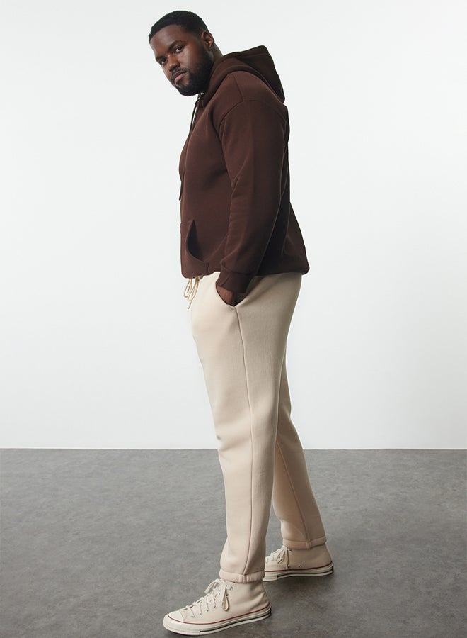trendyol Stone Plus Size Regular/Normal Cut Elastic Leg Jogger Fleece Sweatpants TMNAW24AJ00002 - Image 5