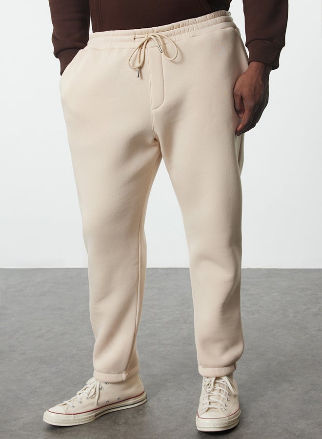trendyol Stone Plus Size Regular/Normal Cut Elastic Leg Jogger Fleece Sweatpants TMNAW24AJ00002 - Image 4