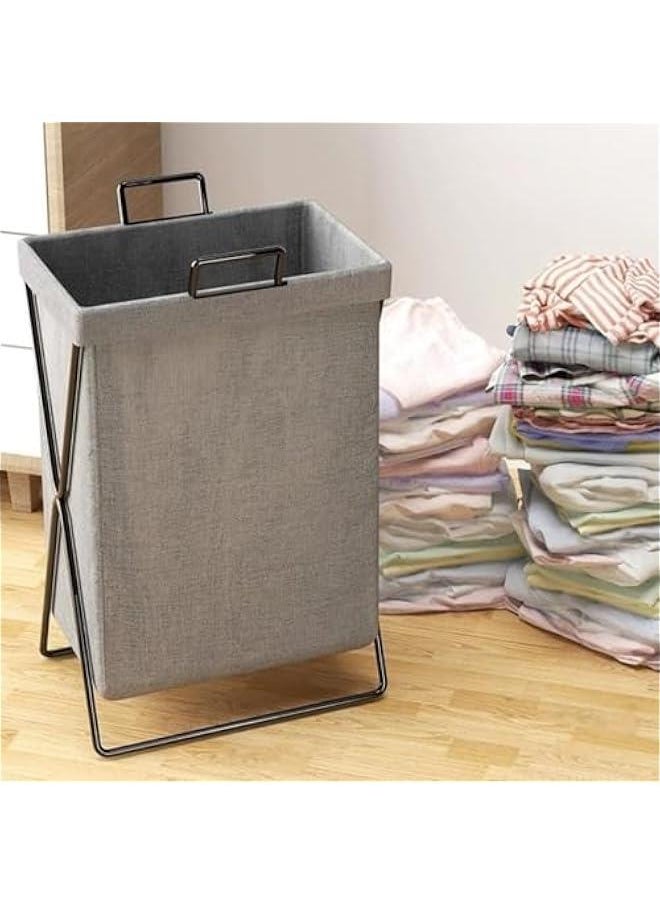 HOOKOR Collapsible Laundry Hamper, Foldable Laundry Basket with Stainless Steel Frame,Laundry Hamper Bag Washing Bin, Dirty Clothing Basket,Wash Basket Hamper for Clothes Toys,Dorm Room  - Image 2