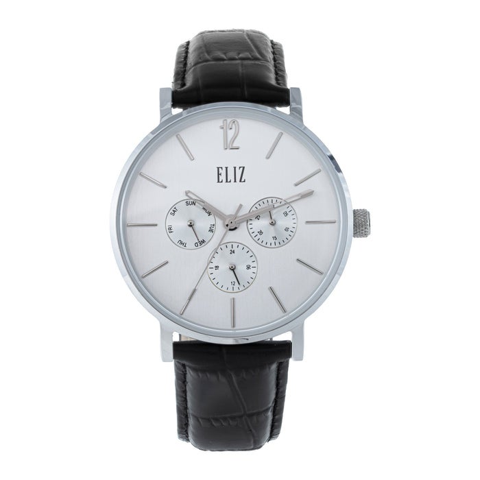 ELIZ ES8926G1SSN SS Caseback & Leather Strap Multifunction Men's Watch - Image 1