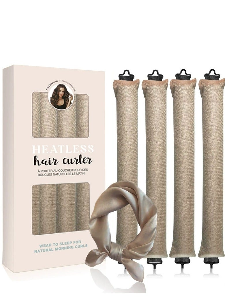 Generic Cybrixus Heatless Hair Curler, Flexi Rods with Hook, No Heat Curlers for All Hair Types, Overnight Heatless Curls for Blowout Hair (khaki) - Image 1