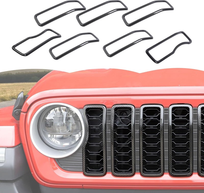 RT-TCZ Carbon Fiber Front Grille Inserts for Jeep Wrangler JL JLU & Gladiator JT 2024+ - Image 1