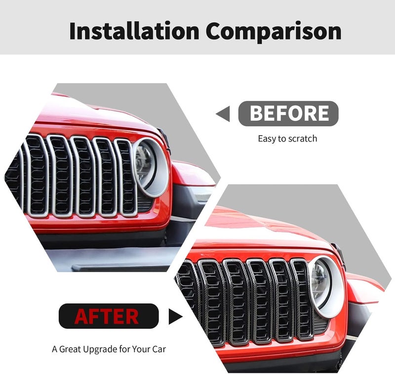 RT-TCZ Carbon Fiber Front Grille Inserts for Jeep Wrangler JL JLU & Gladiator JT 2024+ - Image 2