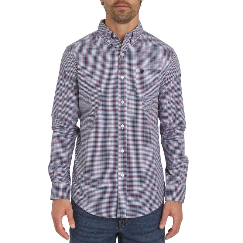Chaps Men's Classic Fit Long Sleeve Button Down Stretch Poplin Casual Shirt, Stellar, Medium - Image 1
