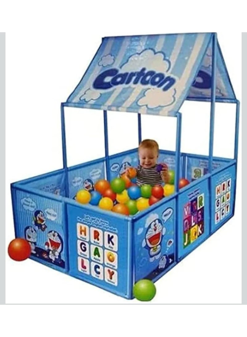 Cartoon Children's play tent with colorful balls - Foldable and easy-to-assemble play tent with a playhouse design, suitable for indoor and outdoor use, size 118x80x118 cm - Image 2