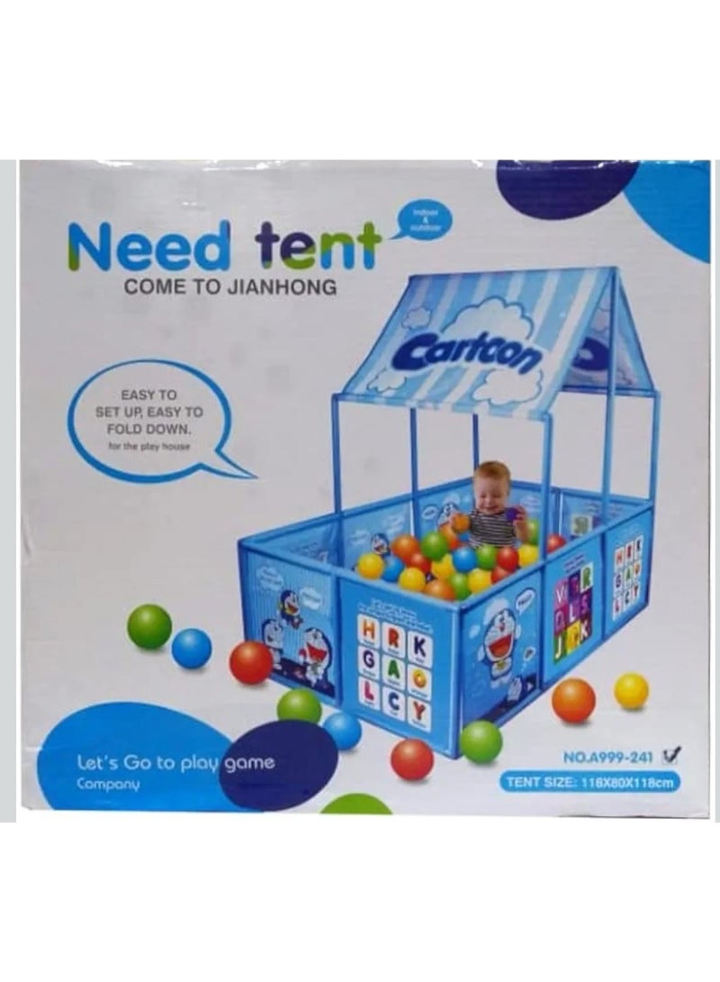 Cartoon Children's play tent with colorful balls - Foldable and easy-to-assemble play tent with a playhouse design, suitable for indoor and outdoor use, size 118x80x118 cm - Image 4