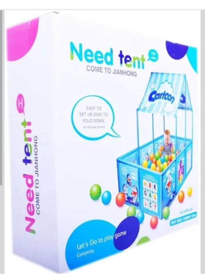Cartoon Children's play tent with colorful balls - Foldable and easy-to-assemble play tent with a playhouse design, suitable for indoor and outdoor use, size 118x80x118 cm - Image 1