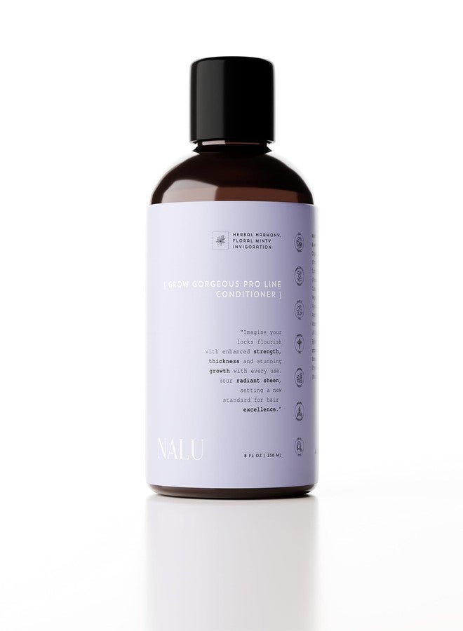NALU Organic Grow Gorgeous Pro Line Conditioner. Organic Botanicals & Essential Vitamins. Promotes Length Retention. Activates Hair Follicles & Combates Hair Loss. All Hair Types, 8 Fl Oz.