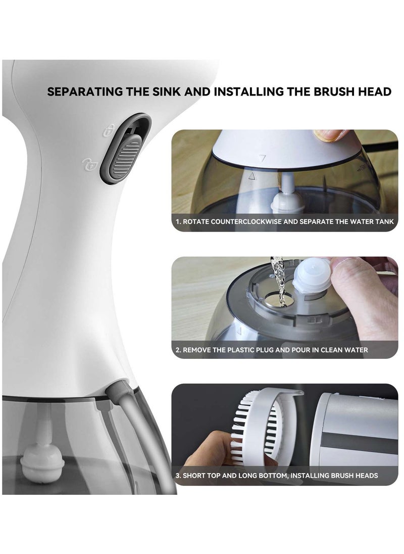 Generic - Portable Handheld Garment and Fabric Steamer (White) 1500 Watts, 350ml Large Water Tank, Quick Heat, for Travelling,home,Clothing Iron, with Lint Brush, and Steam Nozzle - Image 1