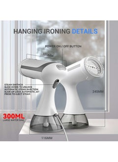 Generic Portable Handheld Garment and Fabric Steamer (White) 1500 Watts, 350ml Large Water Tank, Quick Heat, for Travelling,home,Clothing Iron, with Lint Brush, and Steam Nozzle  - Image 5