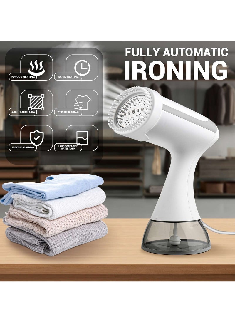 Generic - Portable Handheld Garment and Fabric Steamer (White) 1500 Watts, 350ml Large Water Tank, Quick Heat, for Travelling,home,Clothing Iron, with Lint Brush, and Steam Nozzle - Image 1