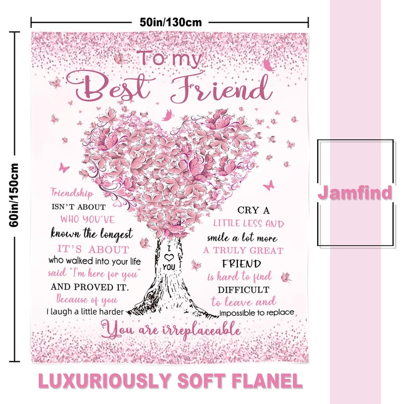 Jamfind Best Friend Birthday Gifts, Gifts for Best Friend Women, Bestie Gifts Blanket 60"x 50", BFF Gifts, Soul Sister Graduation Gifts Ideas for Women, Friendship Unique Gifts, My Best Friend Blanket - Image 4