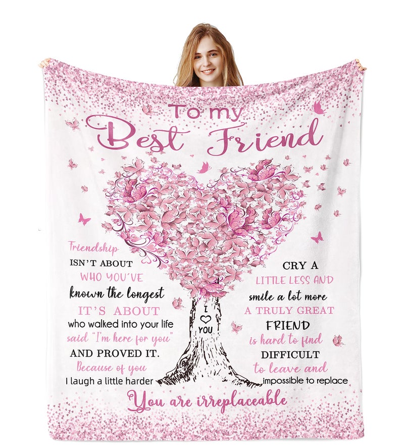 Jamfind Best Friend Birthday Gifts, Gifts for Best Friend Women, Bestie Gifts Blanket 60"x 50", BFF Gifts, Soul Sister Graduation Gifts Ideas for Women, Friendship Unique Gifts, My Best Friend Blanket - Image 1