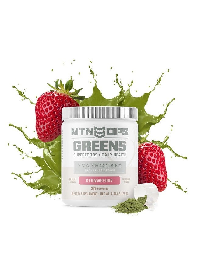 MTN OPS MTN OPS Eva Shockey Signature Series Super Greens Organic Super Foods Powder, Strawberry, 30 Servings, Strawberry, 4.4 Ounce  - Image 1