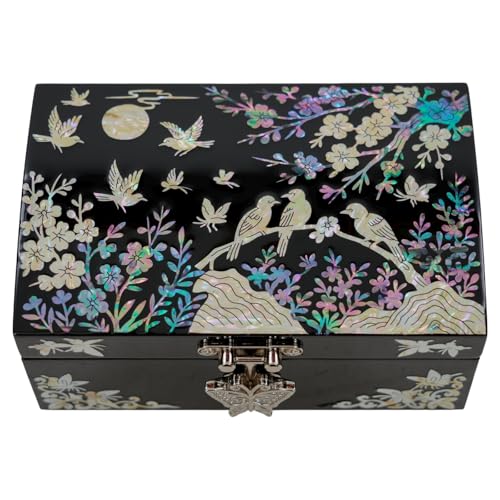 February Mountain Mother of Pearl Small Jewelry Ring Box Gifts for best friends women Thank you gifts mom birthday gifts Friendship Women Gifts Trinkets Keepsake Treasure box BlackBirds - Image 1