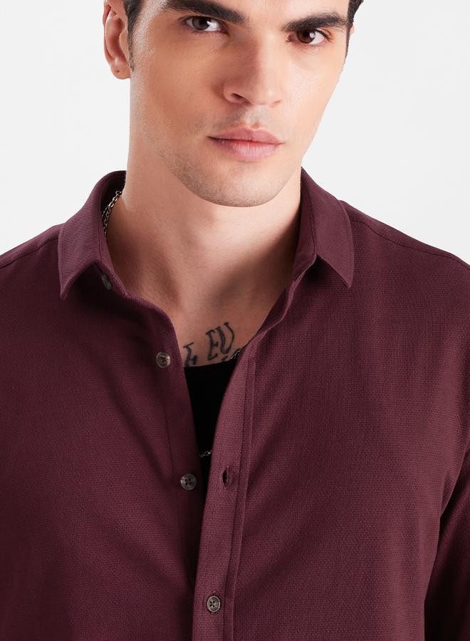 ذا سوليد ستور قميص بياقة ضيقة بنقشة بارزة - Image 5