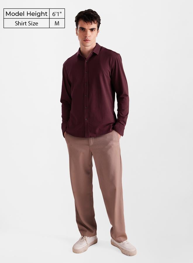 ذا سوليد ستور قميص بياقة ضيقة بنقشة بارزة - Image 2