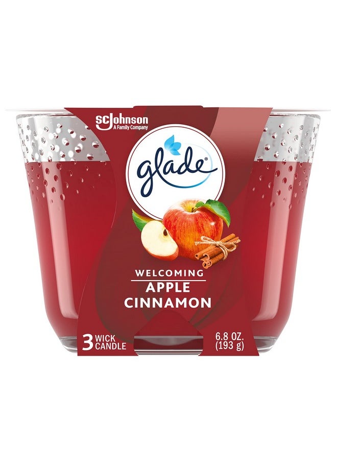 Glade Glade Candle Apple Cinnamon, Fragrance Candle Infused With Essential Oils, Air Freshener Candle, 3-Wick Candle, 6.8 Oz  - Image 1