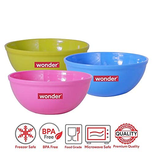 Wonder Plastic Sigma 2000 Bowl Set,3 pc Bowl 2400 ml, Blue Green Pink Color - Image 4