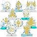 Faccito 10 Pcs Baptism Decorations First Communion Honeycomb Centerpieces for Tables Glitter Baptism Party Supplies for Baby Shower Birthday Celebration First Communion DecorLight Blue Series - Image 3