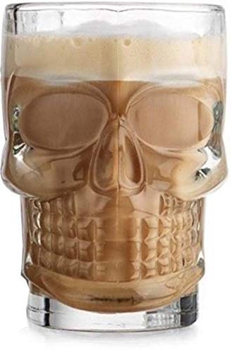 TIENER Skull Design Glass Beer Mugs | 520 ml, Pack of 6 | Glass Mugs with Fancy Handle for Home Dining Table (6, Skull Beer Mug 520ML) - Image 5