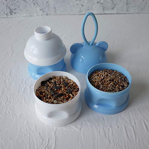 FOIBURELY Portable Bird Feeder Cups Bird Food Water Treat Box Parrot Food Storage Container，Pet Travel Feeder(Blue) - Image 4