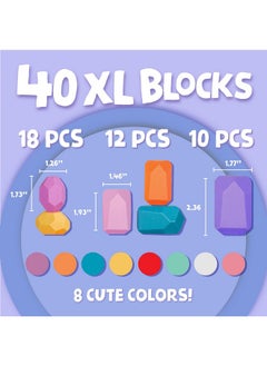 BUNMO Stacking Rocks 40Pcs | Safe For Ages 1+ | Montessori Toys For 1 Year Old | Wooden Stacking Blocks For Kids 1+ | Stimulating Creative & Imaginative Play | Sensory Toddler Toys  - Image 5